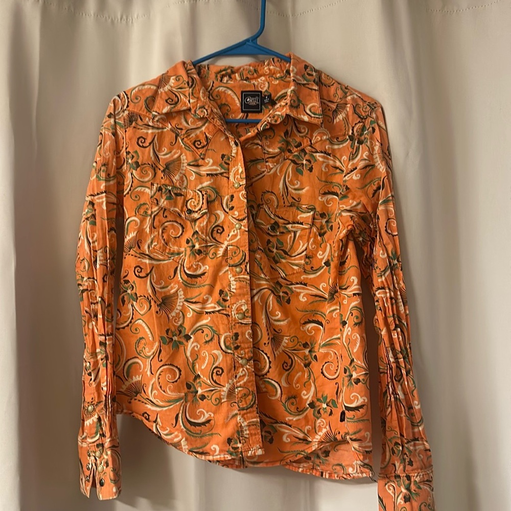 Cruel girls snap front long sleeve shirt woman’s